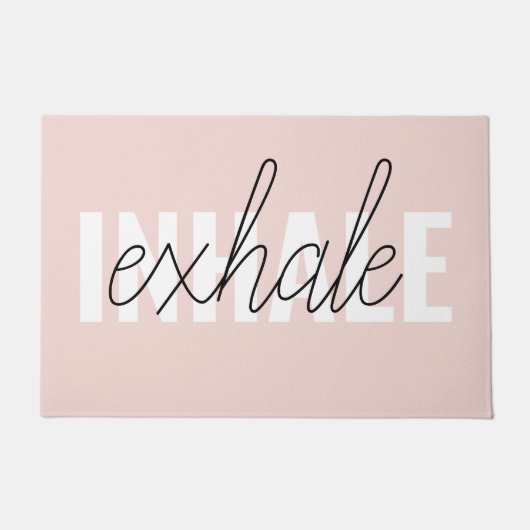 Moderne Pastel Roze Inhale Exhale Quote Deurmat (Voorkant)