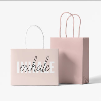 Moderne Pastel Roze Inhale Exhale Quote Groot Cadeauzakje