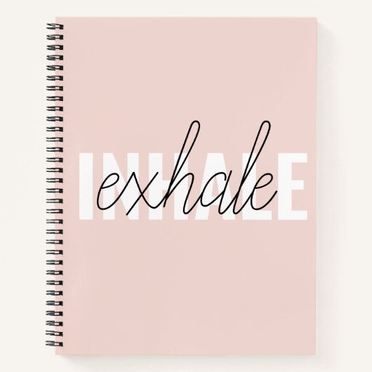 Moderne Pastel Roze Inhale Exhale Quote Notitieboek (Voorkant)