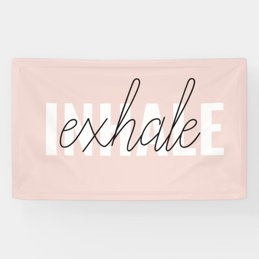 Moderne Pastel Roze Inhale Exhale Quote Spandoek (Horizontaal)