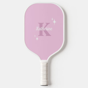 Moderne pastel roze perzik monogram vrouwelijk pickleball paddle