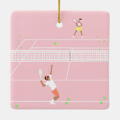 Moderne Pastel Roze Tennis Match Keramisch Ornament (Achterkant)