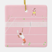 Moderne Pastel Roze Tennis Match Keramisch Ornament (Voorkant)