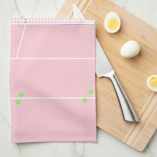 Moderne Pastel Roze Tennis Match Theedoek (Quarter Fold)
