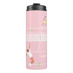 Moderne Pastel Roze Tennis Match Thermosbeker