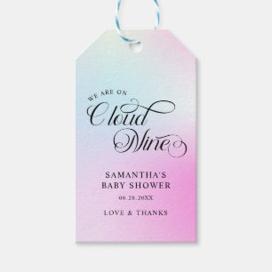 Moderne pastel roze wolk negen Baby shower Cadeaulabel