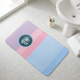 Moderne Pastel Streep Roze & Blauw Persoonlijk Badmat