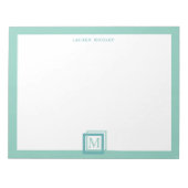 Moderne Pastel Turquoise Monogram Persoonlijk Notitieblok (Voorkant)