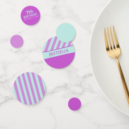 Moderne Pastel Turquoise Pink Stripes Confetti (Groupe)