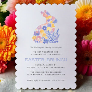 Moderne Pastel Waterverf Bunny Easter Brunch Kaart