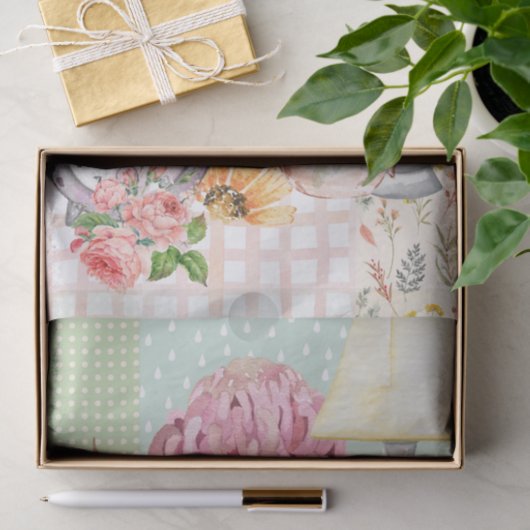 Moderne pastel waterverf illustraties Collage Tissuepapier (Geschenk)