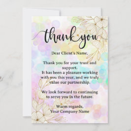 Moderne pastelbloem waardering voor kleine bedrijv bedankkaart