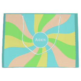 Moderne pastelkleur grillige patroon naam kind groot cadeauzakje