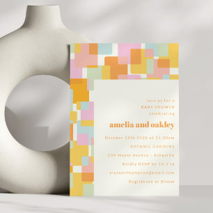Moderne Pastelkleurige Jongen Meisje Koppels Baby Kaart