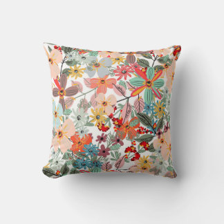 Moderne Pastelkleurige Lente Bloem Tuin Patroon Ku Kussen