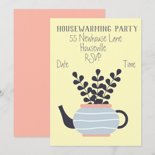 Moderne pastelpot planten huisopwarming kaart (Voorkant / Achterkant)