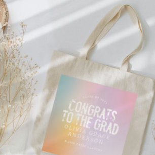 Moderne pastelregenboogroze korrelig afstuderen tote bag