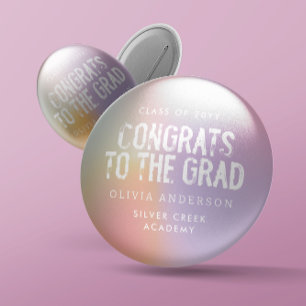 Moderne pastelroze fotograduatie-partij ronde button 6,0 cm