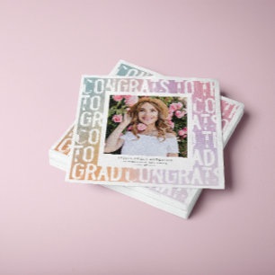 Moderne pastelroze fotograduatie-partij servet