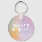 Moderne pastelroze fotograduatie-partij sleutelhanger (Voorkant)
