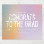 Moderne pastelroze fotograduatie-partij sparkling wijnetiket (Enkel label)