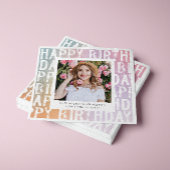 Moderne pastelroze fotoverjaarfeest servet