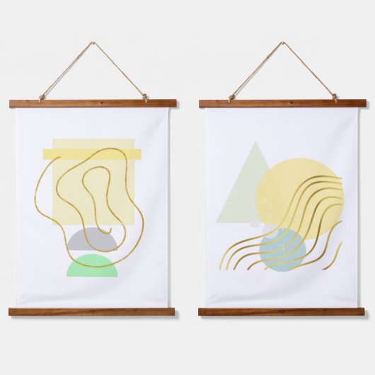 Moderne pastels en goudontracten hangend wandkleed (Dubbel)