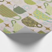 Moderne pasteltheekopje uit het midden van de eeuw cadeaupapier (Hoek)