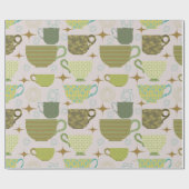 Moderne pasteltheekopje uit het midden van de eeuw cadeaupapier (Vlak)