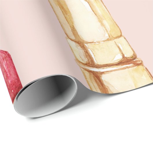 Moderne pastroze en rode lipstick, meisje cadeaupapier (Rol Hoek)