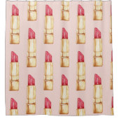 Moderne pastroze en rode lipstick, meisje douchegordijn (Voorkant)