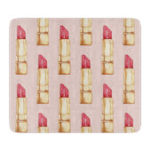 Moderne pastroze en rode lipstick, meisje snijplank (Voorkant)