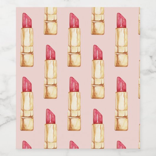 Moderne pastroze en rode lipstick, meisje wijn etiket (Enkel label)