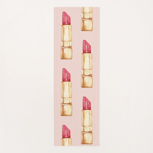 Moderne pastroze en rode lipstick, meisje yogamat (Voorkant)