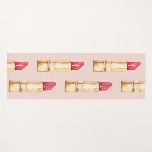 Moderne pastroze en rode lipstick, meisje yogamat (Voorkant (horizontaal))
