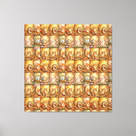 Moderne Patchwork Patroon Collage Canvas Afdruk (Voorkant)