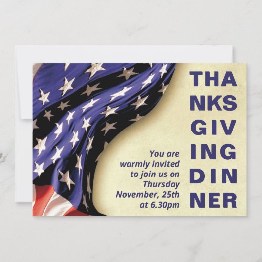 Moderne Patriotique USA Thanksgiving Invitation (Devant)