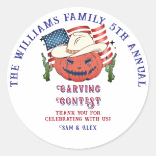 Moderne Patriottische Pompoen Showdown Halloween Ronde Sticker