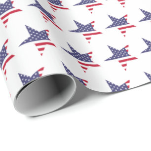 Moderne patriottische sterren en Stripes Red White Cadeaupapier