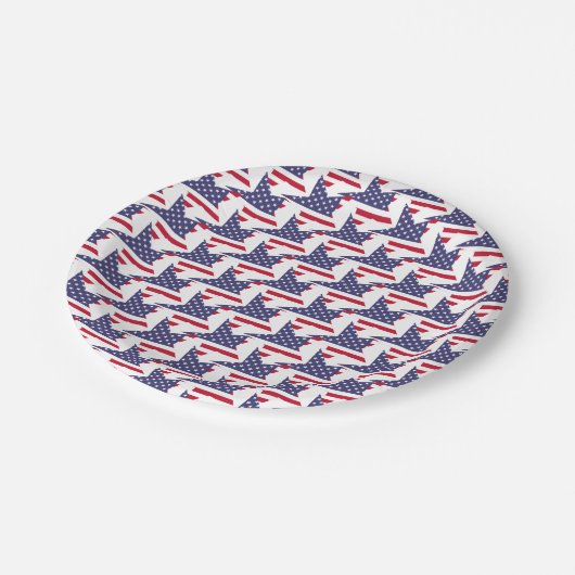 Moderne patriottische sterren en Stripes Red White Papieren Bordje (Gekanteld)