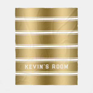 Moderne patroon met witte en goudstrepen fleece deken