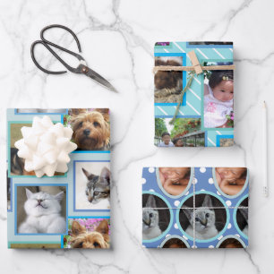 Moderne Patroonlichtblauw Elke kans 9 Foto Inpakpapier Vel