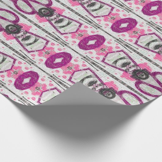 Moderne Patroonroze witte Paars ontkoppeling Cadeaupapier (Hoek)