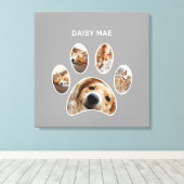 Moderne Paw Print Custom Pet Name Photo Collage (Insitu (Houten vloer))
