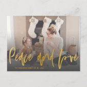Moderne 'Peace and Love Gold Script'-foto met Kers Briefkaart (Voorkant)