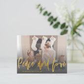 Moderne 'Peace and Love Gold Script'-foto met Kers Briefkaart (Staand voorkant)