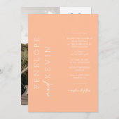 Moderne Peach Boho trouwfoto QR-code RSVP Kaart (Voorkant / Achterkant)