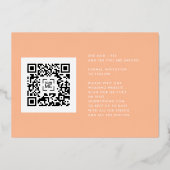 Moderne Peach GOLD DATE Drie foto opslaan de datum Folie Uitnodiging (Achterkant)