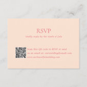 Moderne Peach QR Code Elegante bruiloft RSVP Kaartje (Voorkant)