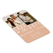 Moderne Peach Save the Date 2 Foto Bruiloft Magneet (Rechterzijde)